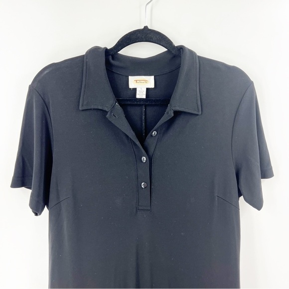 ✅ VINTAGE TALBOTS BLACK MAXI STRETCH KNIT SHIRT DRESS SIZE LARGE - Picture 3 of 6